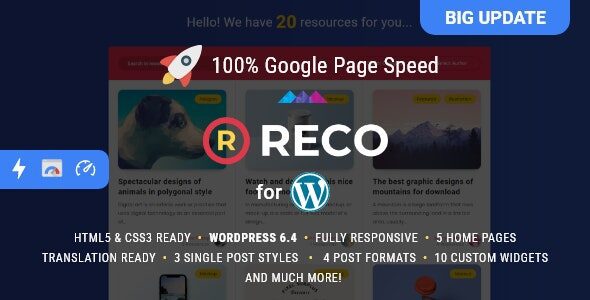 Reco 5.1.0 – Minimal Lightweight AMP Theme for Freebies