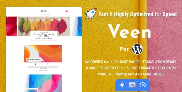 Veen 2.6.0 – Minimal Lightweight AMP Blog for WordPress